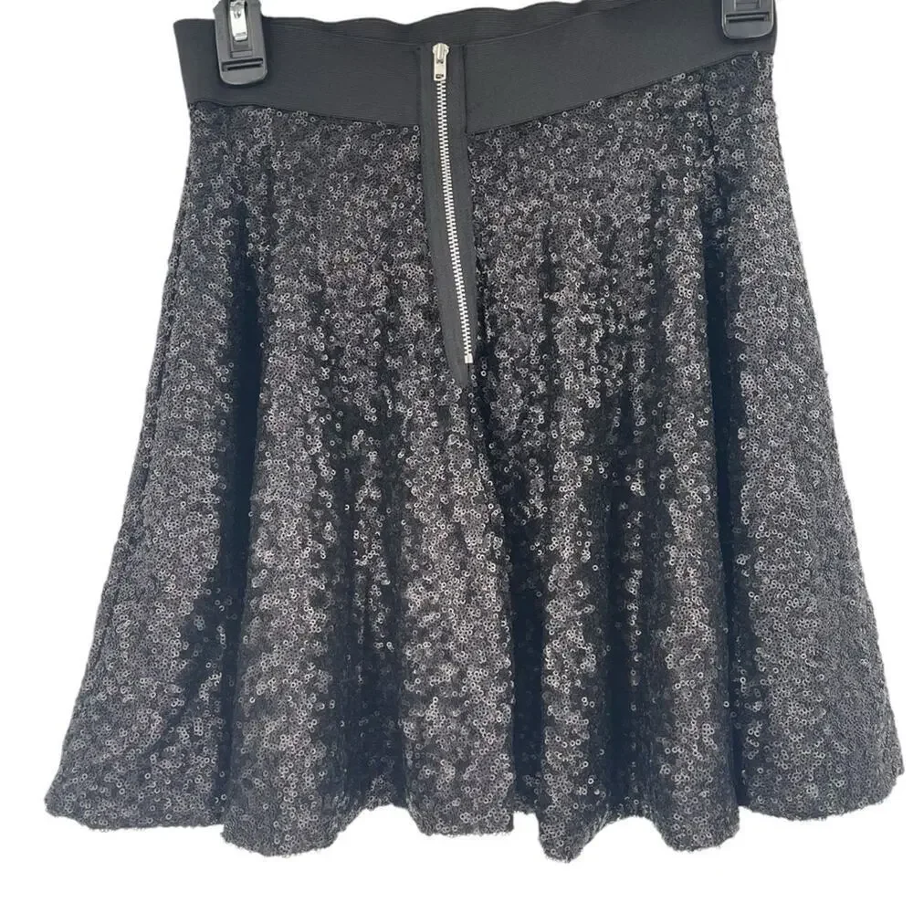 NWT YOU Black Sequin High Waisted Sparkle Skirt s/m small medium